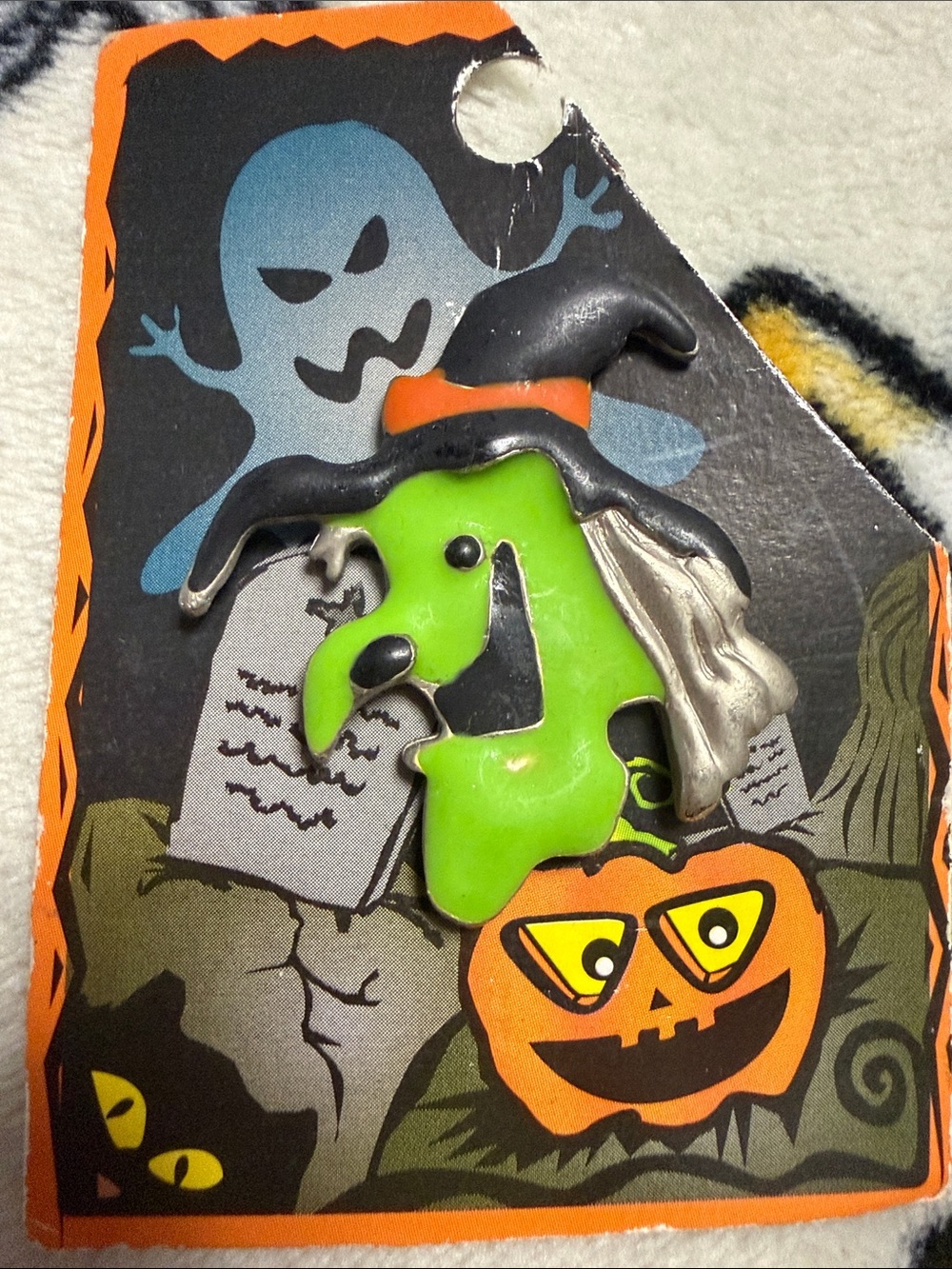 Witch Brooch Pin - Green and Black